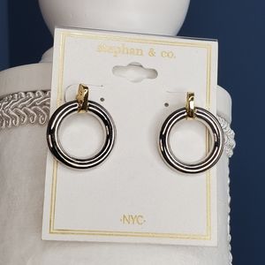 STEPHAN & CO Gold Silver Circle Earrings OS